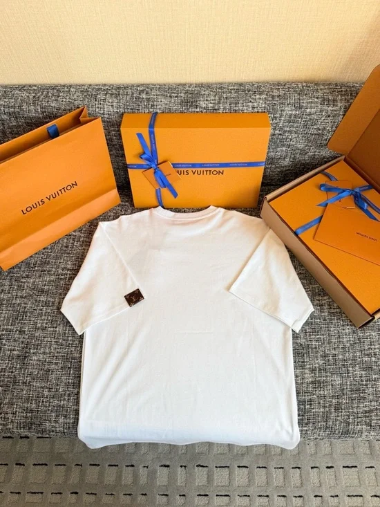 Louis Vuitton White Tee with Yellow & Purple Logo Accents - Picture 6 of 6